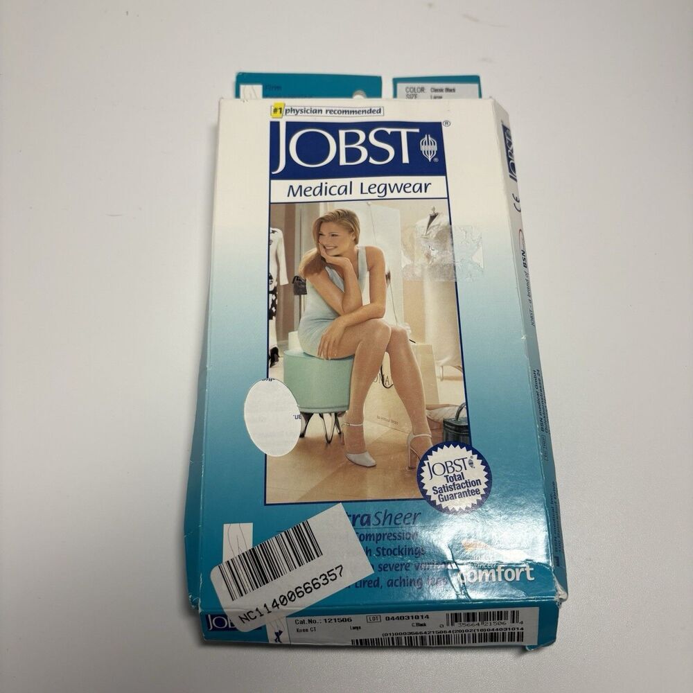 Jobst Medical Compression Knee CT Stockings 20-30 mmHg Black Ultra Sheer LARGE